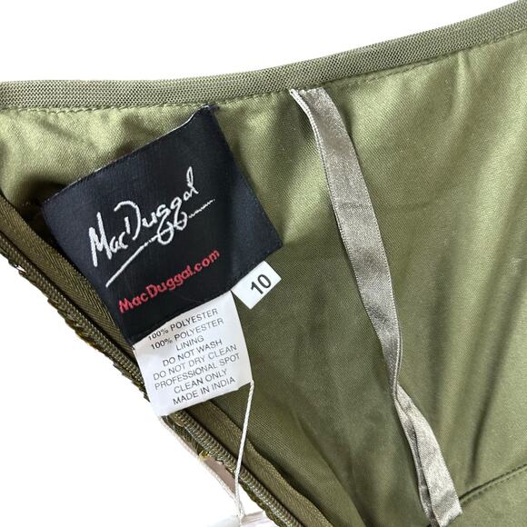 MAC DUGGAL 93540 One Shoulder Flutter Sleeve Gold Sequin Gown Women's Size 10 - Picture 8 of 9